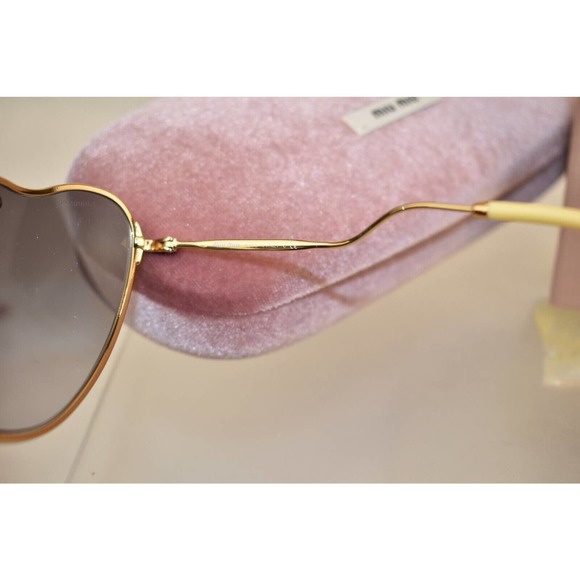 NIB MIU MIU SMU55R CAT EYES SCENIQUE GOLD YELLOW METAL LOGO FRAME SUNGLASSES main image 11